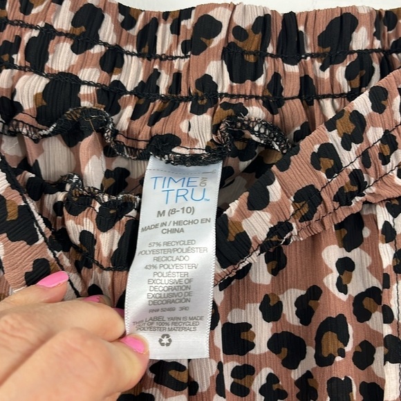 Time & Tru Leopard Pront Split Front Pom Pom Swim Coverup Pants Womens Size M - Picture 3 of 12
